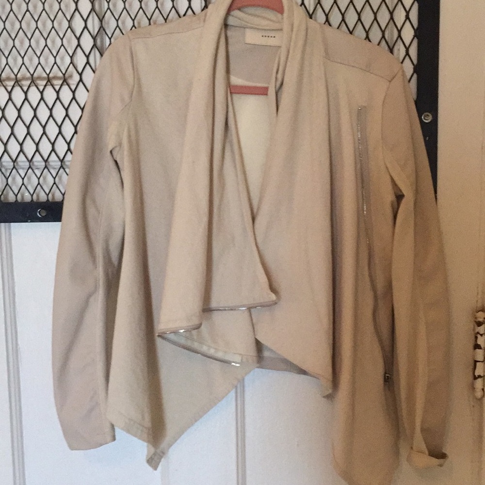 Cream colored Leather/ soft cotton jacket
